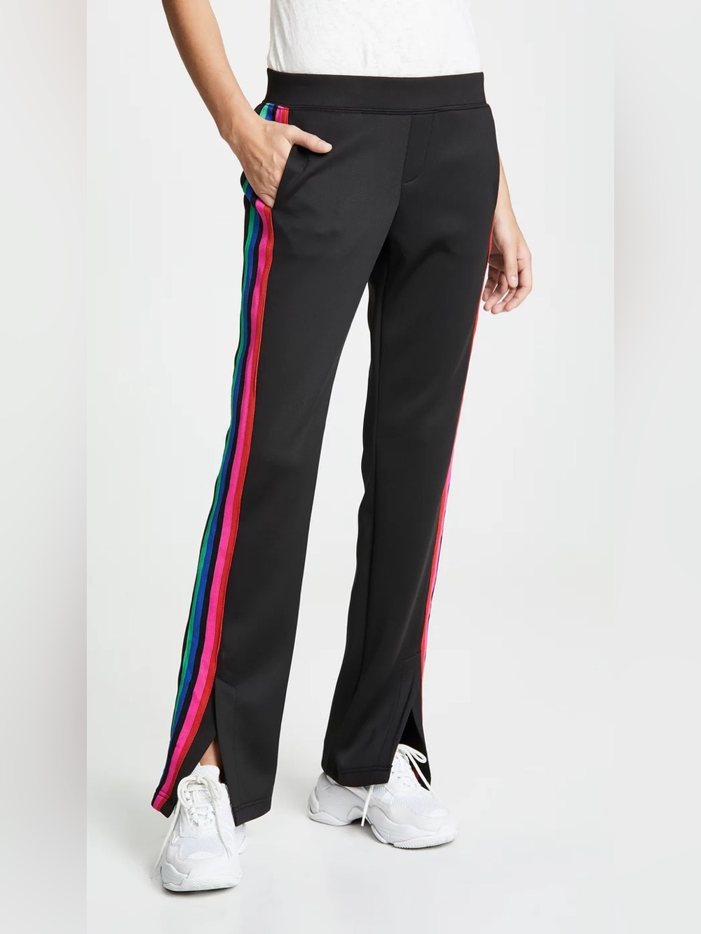 Pam & Gela Black Pants with Pink, Blue & Green Side Stripes